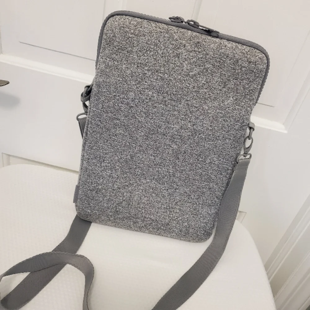 Dagne Dover Gray Neoprene Laptop Bag with Adjustable Strap, Business